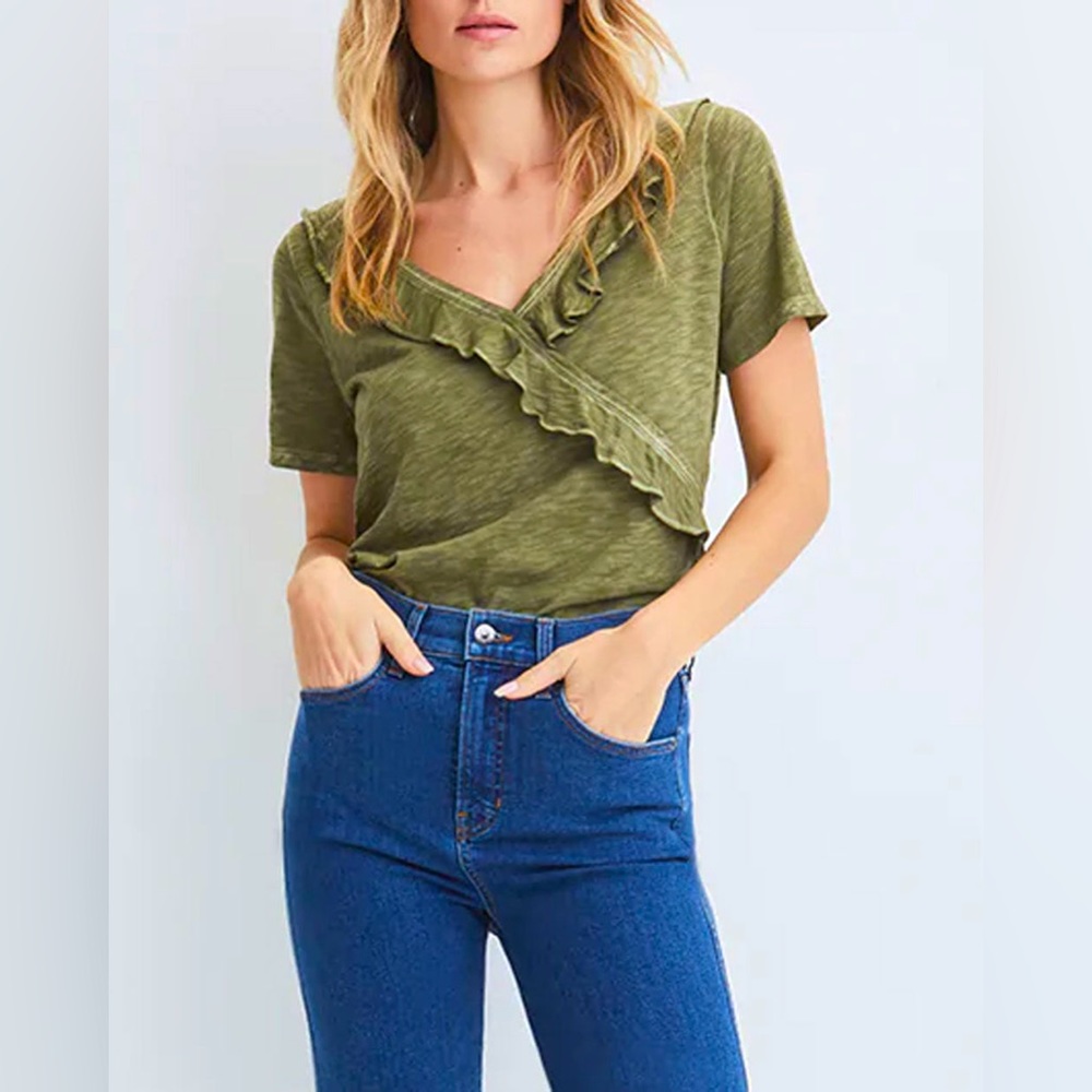 Veronica Beard DUBOIS RUFFLE TEE t-shirt size XS